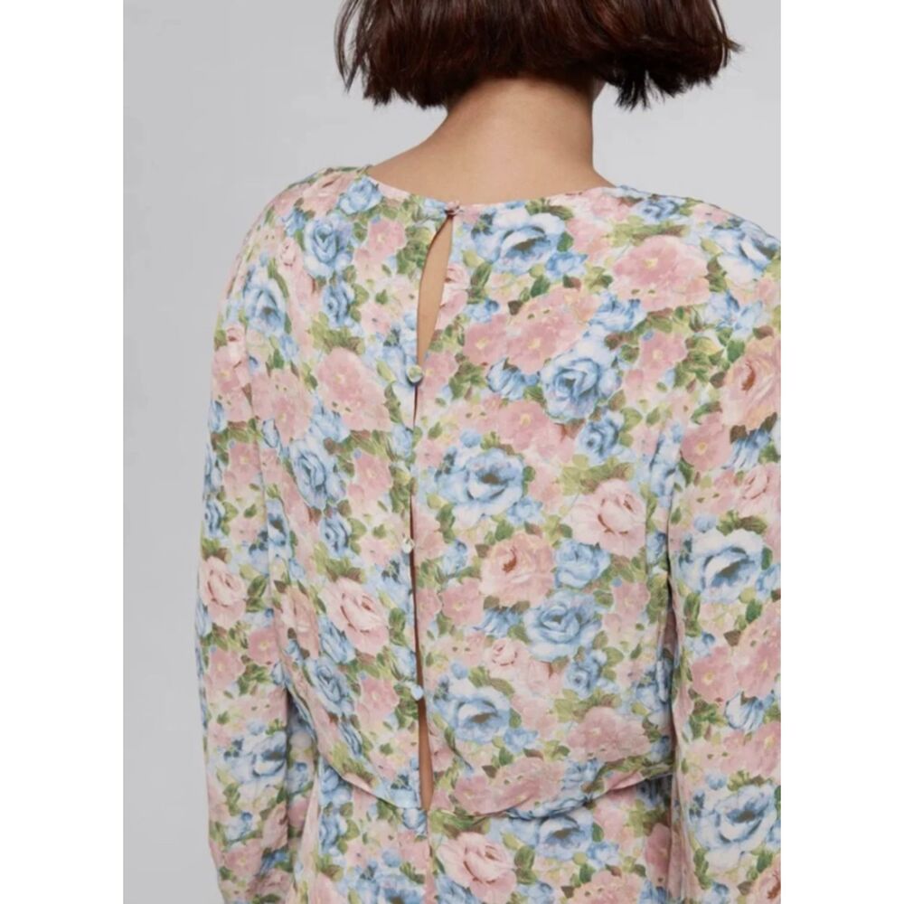 NWT & Other Stories Printed Side Slit Maxi Dress Size 12 Pastel Floral Cottage - Picture 3 of 14